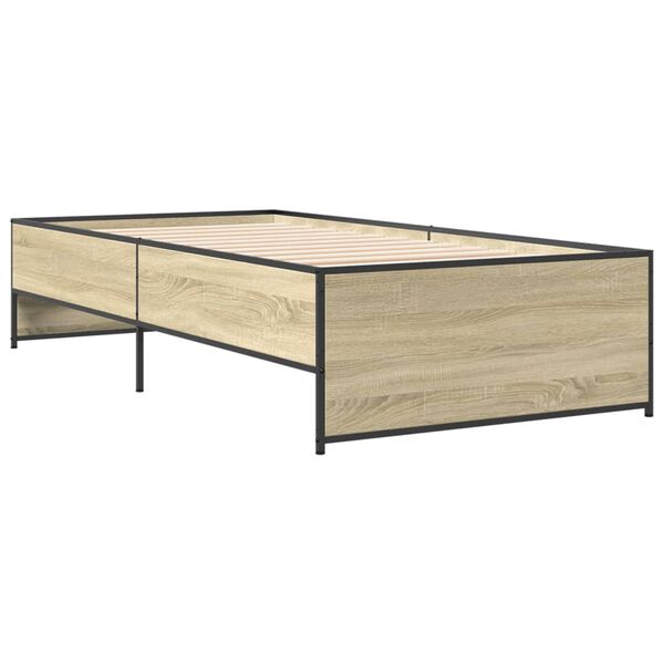 vidaXL Estructura cama madera ingeniería metal roble Sonoma 75x190 cm