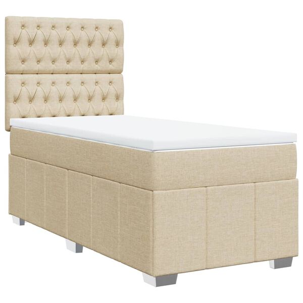 vidaXL Cama box spring con colch&oacute;n tela color crema 90x190 cm