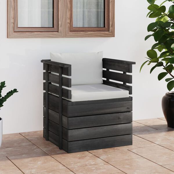 vidaXL Sill&oacute;n de jard&iacute;n con cojines madera de pino