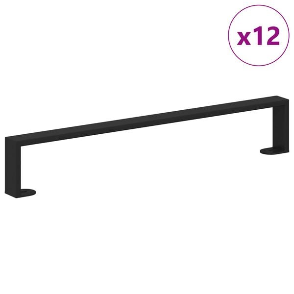 vidaXL Patas de Muebles 12 pcs Negro 59,6 x 4 x 10 mm Hierro