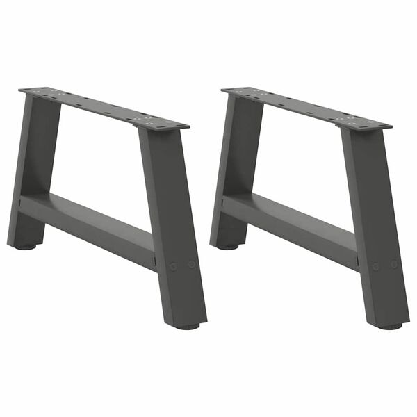 vidaXL Patas para mesa de centro en forma de A (2 unidades), antracita, 60 x (30-31) cm, acero