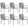 vidaXL Set de comedor de jardín 7 pzas cuerda de algodón y acero negro
