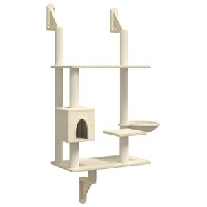 vidaXL &Aacute;rbol rascador para gatos de pared crema 153 cm