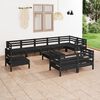 vidaXL Juego de muebles de jard&iacute;n 10 pzas madera maciza de pino negro