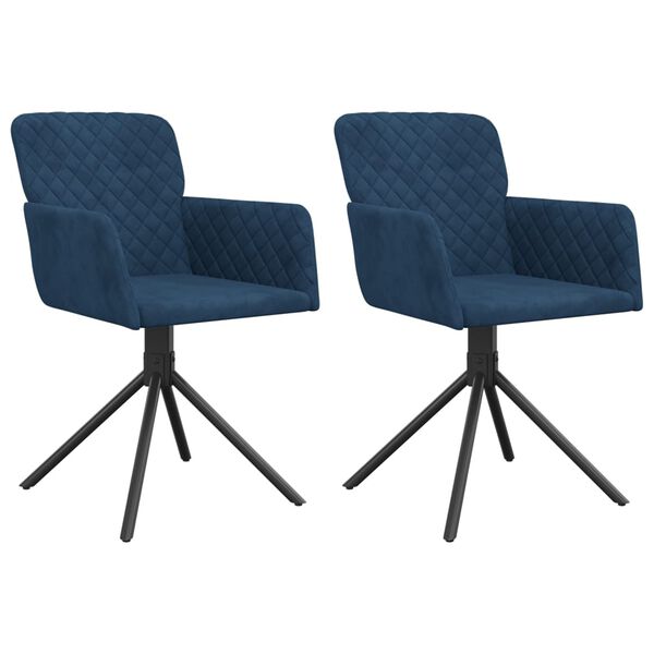 vidaXL Sillas de comedor giratorias 2 uds terciopelo azul