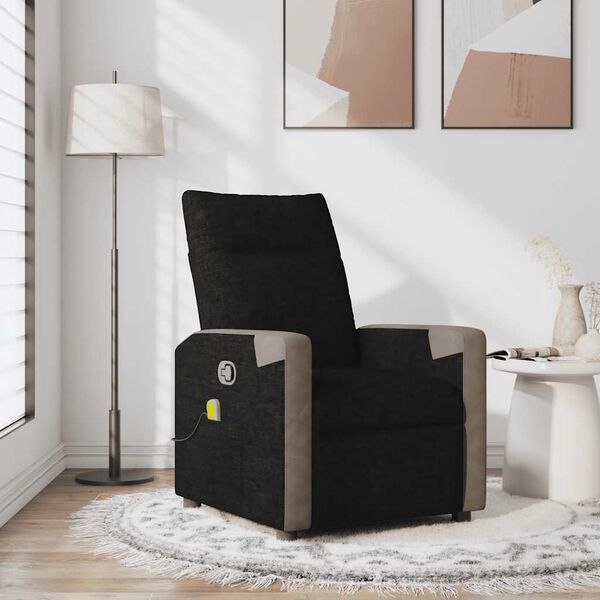 vidaXL Sill&oacute;n reclinable de masaje de tela negro