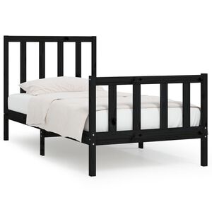 vidaXL Estructura de cama madera maciza individual negra 75x190 cm