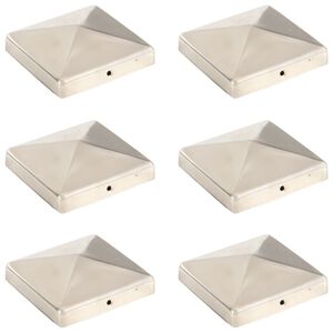 vidaXL Tapas piramidales postes valla 6 uds acero inoxidable 101x101mm