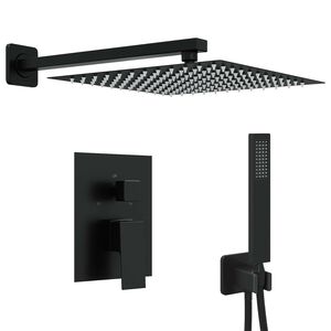 vidaXL Sistema de Ducha Empotrado (Cuadrado) Negro