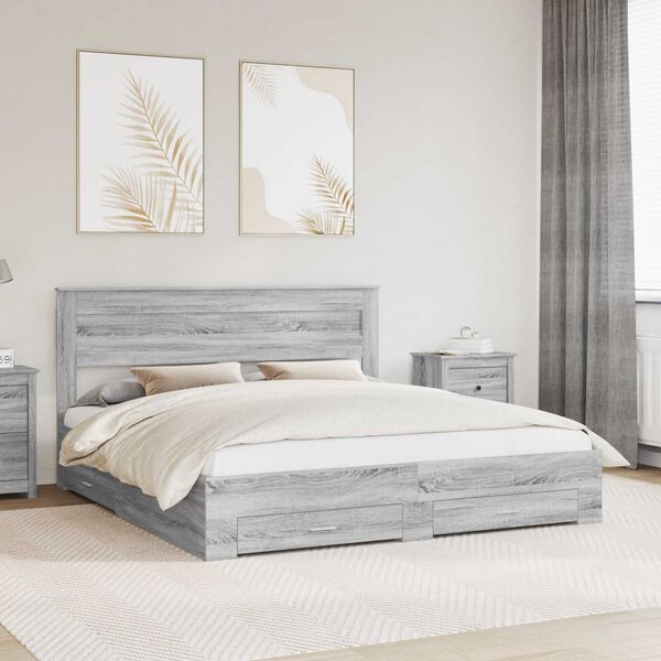 vidaXL Estructura de cama con cabecera Gris Sonoma 200 x 200 cm