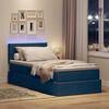 vidaXL Cama con almacenamiento y LED con colch&oacute;n Azul 90 x 200 cm tela