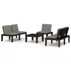 vidaXL Set de muebles de jard&iacute;n 4 piezas con cojines pl&aacute;stico gris
