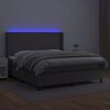 vidaXL Cama box spring colchón y LED cuero sintético gris 160x200 cm