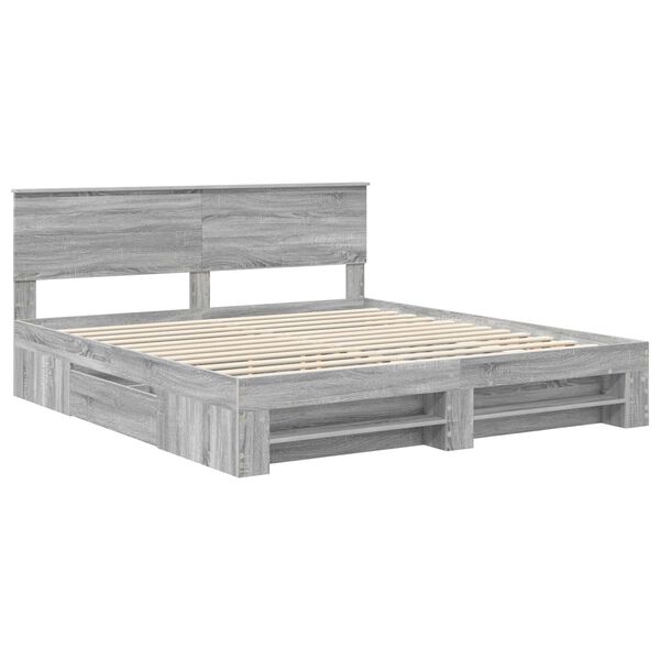 vidaXL Estructura de cama con cabecera Gris Sonoma 180 x 200 cm