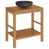 vidaXL Mueble tocador madera teca maciza con lavabo de m&aacute;rmol negro
