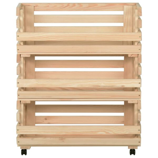 vidaXL Carrito para verduras madera maciza de pino 77x30x80 cm
