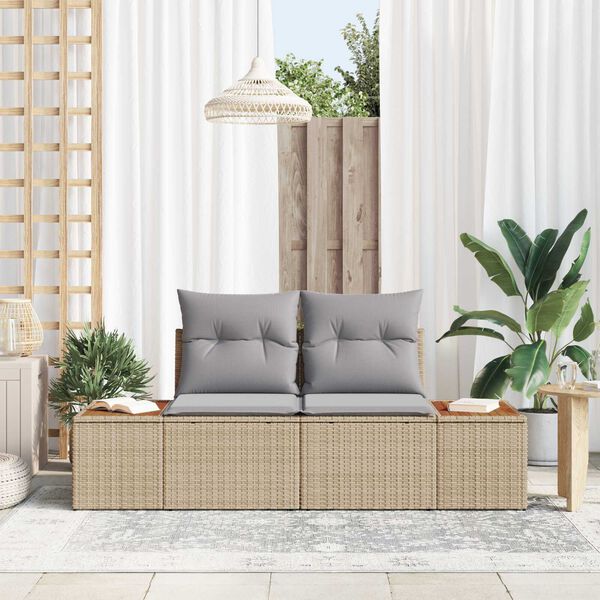 vidaXL Sofá de jardín Beige 184 x 62 x 85cm ratán sintético