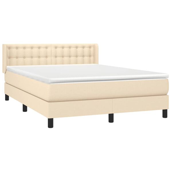 vidaXL Cama box spring con colch&oacute;n tela color crema 140x190 cm