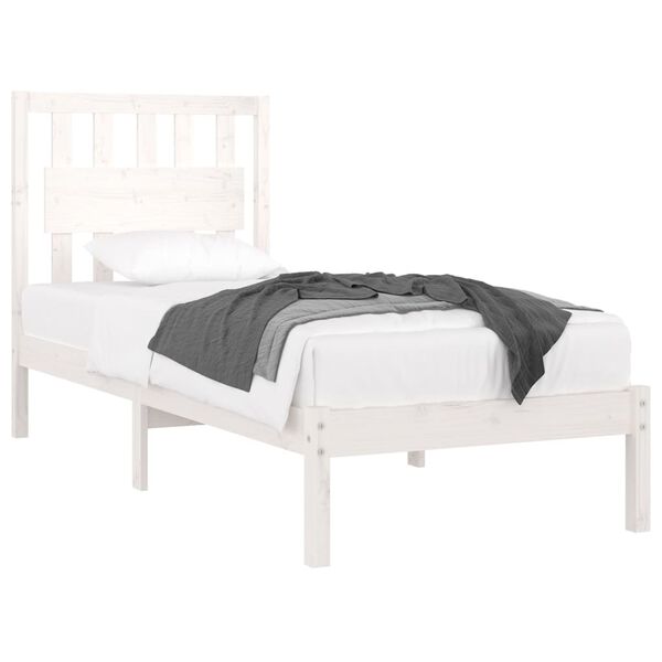 vidaXL Estructura de cama individual sin colch&oacute;n madera maciza blanco
