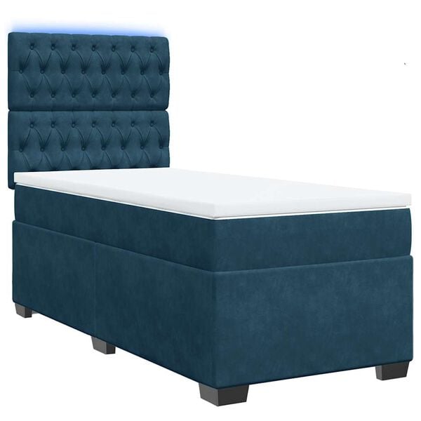 vidaXL Cama box spring con colch&oacute;n terciopelo azul oscuro 80x200 cm
