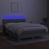 vidaXL Cama box spring colch&oacute;n y luces LED tela gris claro 140x200 cm