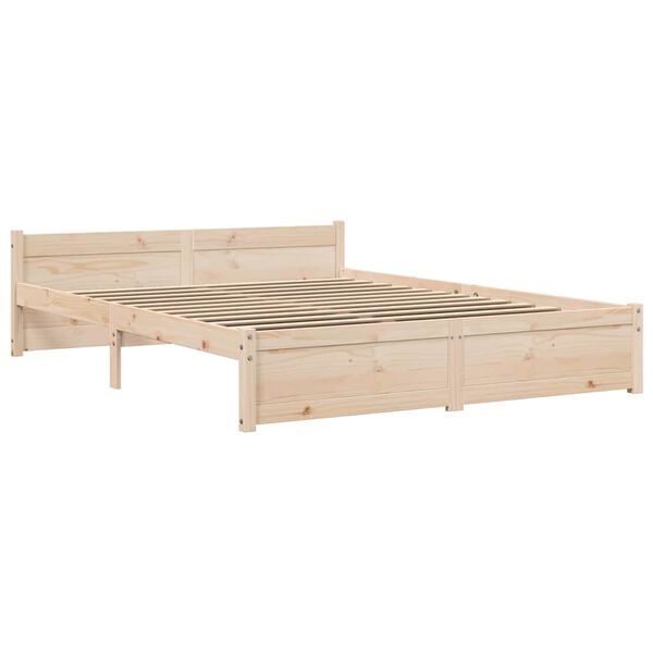 vidaXL Estructura de cama doble sin colch&oacute;n madera maciza 135x190 cm