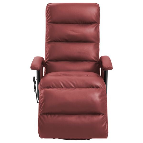 vidaXL Sillón de masaje reclinable de TV cuero sintético rojo tinto
