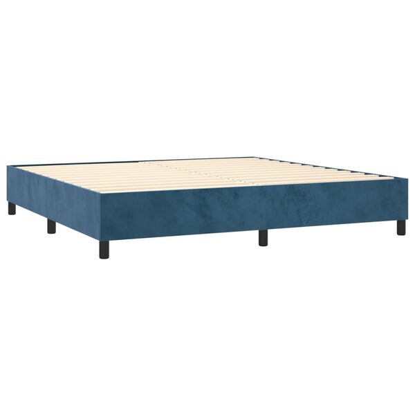 vidaXL Cama box spring con colchón terciopelo azul oscuro 90x190 cm
