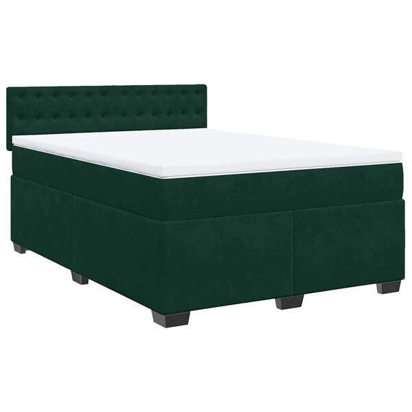 vidaXL Cama box spring con colch&oacute;n terciopelo verde oscuro 160x200 cm