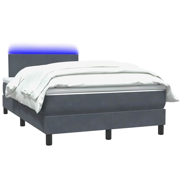 vidaXL Cama box spring con colch&oacute;n y LED terciopelo gris oscuro 120x210 cm