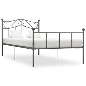 vidaXL Estructura de cama sin colch&oacute;n metal gris 100x200 cm