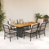 vidaXL Set de comedor de jard&iacute;n 7 pzas y cojines rat&aacute;n sint&eacute;tico negro