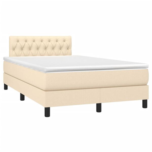vidaXL Cama box spring con colch&oacute;n tela color crema 120x190 cm