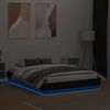 vidaXL Estructura de cama con luces LED negro 135x190 cm