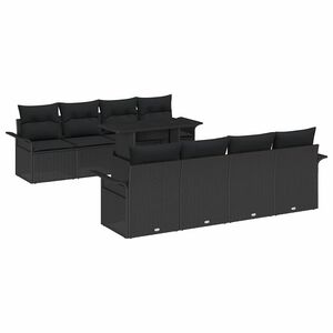 vidaXL Conjunto de sof&aacute; de jard&iacute;n 9 uds. Negro