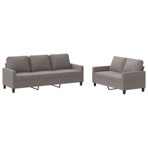 vidaXL Juego de sof&aacute;s con cojines 2 piezas tela gris taupe