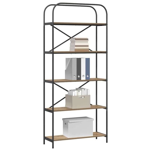 vidaXL Estante de libros Roble artesanal 80 x 30 x 183 cm