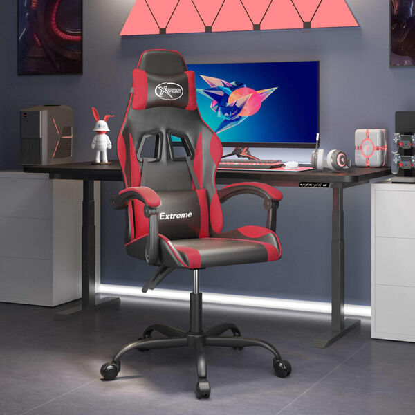 vidaXL Silla gaming cuero sintético negro y rojo