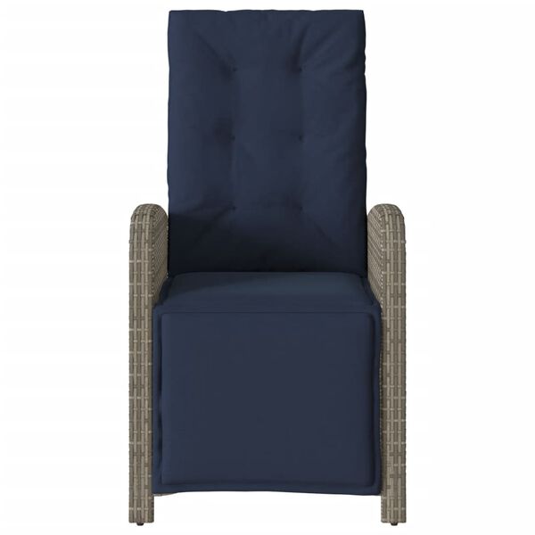 vidaXL Sill&oacute;n reclinable de jard&iacute;n con reposapi&eacute;s rat&aacute;n sint&eacute;tico gris
