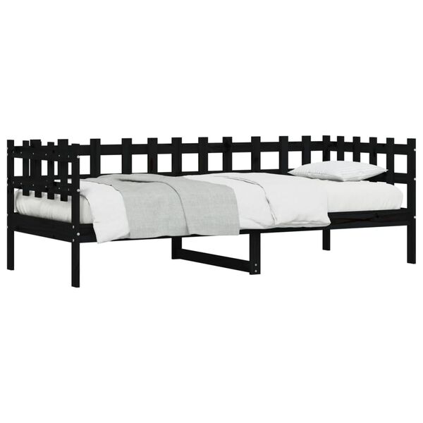 vidaXL Sof&aacute; cama sin colch&oacute;n madera maciza de pino negro 90x190 cm