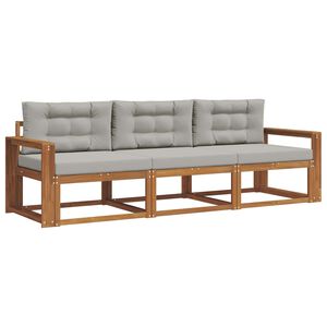 vidaXL Conjunto de sof&aacute;s de exterior 3 pcs Gris Natural y Claro
