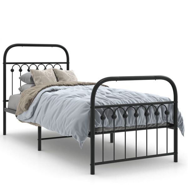 vidaXL Estructura cama sin colchón con estribo metal negro 75x190 cm