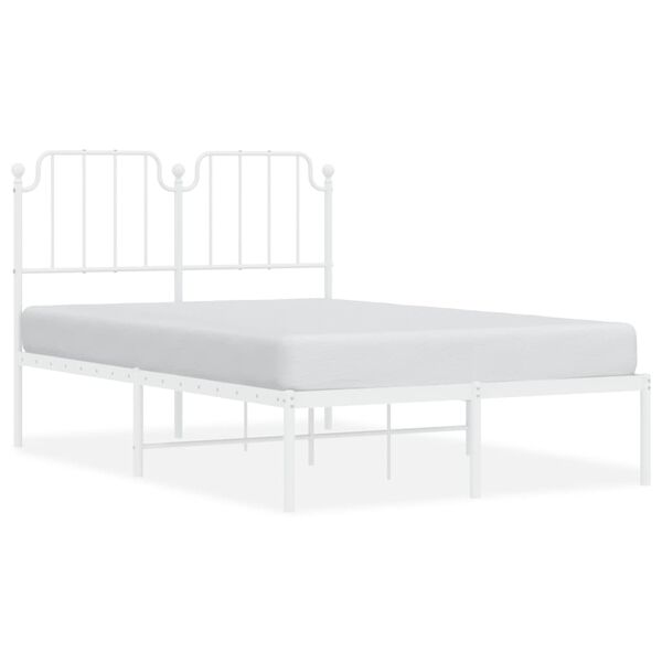 vidaXL Estructura cama sin colch&oacute;n con cabecero metal blanco 120x190cm