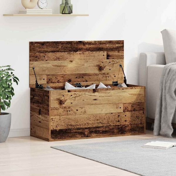 vidaXL Caja de Almacenamiento Madera envejecida 100 x 42 x 46 cm