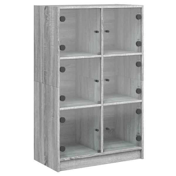 vidaXL Aparador alto con puertas madera gris Sonoma 68x37x109 cm