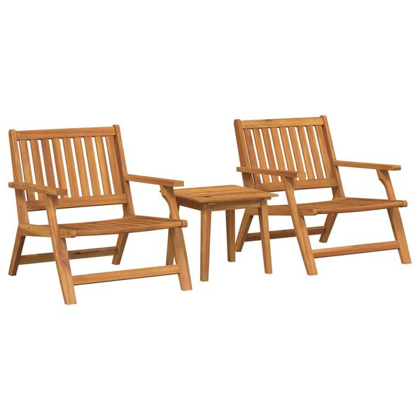 vidaXL Silla de Jard&iacute;n 3 pcs Marr&oacute;n Madera de Acacia S&oacute;lida