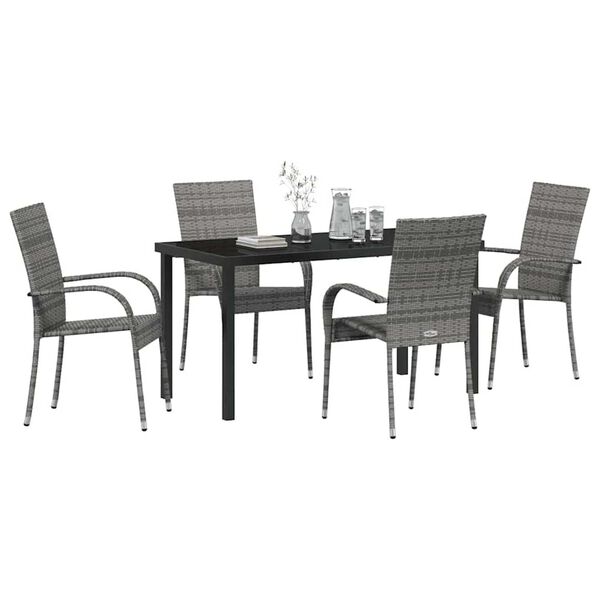 vidaXL Conjunto de Comedor de Jard&iacute;n 5 pcs Gris