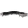 vidaXL Muebles de jard&iacute;n 10 pzas y cojines rat&aacute;n sint&eacute;tico gris oscuro