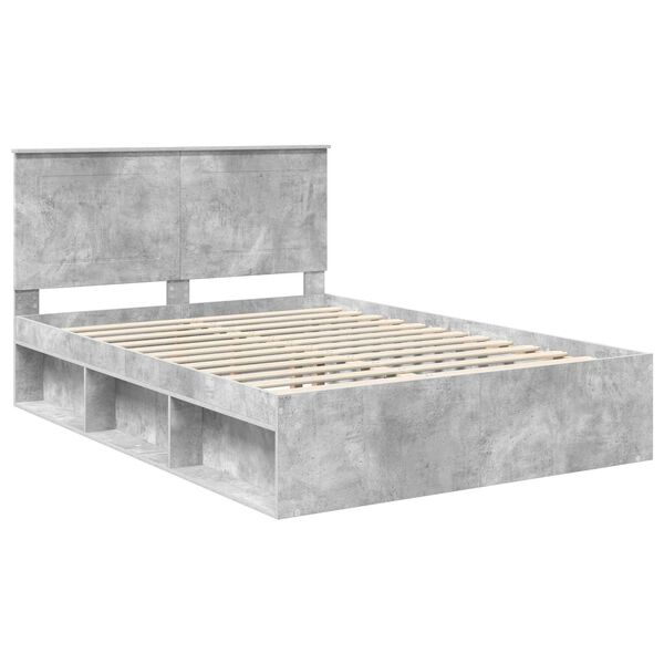 vidaXL Estructura de cama Concreto 140 x 200 cm Madera de pino macizo