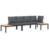 vidaXL Set de sof&aacute;s de jard&iacute;n con cojines 3 piezas aluminio negro